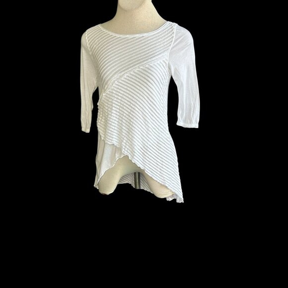 Hard Tail Forever White Triple Tier Pleated Asymmetric Top Size Small - Picture 1 of 9